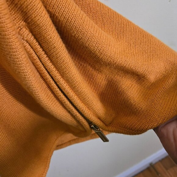 Michael Michael Kors Maple Leaf Side Zip Boat Neck Mustard Tunic Sweater Size L - Picture 3 of 5